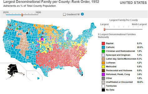 Major Religious Families By Counties Of The United States