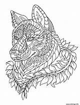 Coloriage Loup Adulte Zentangle Dessin Imprimer sketch template