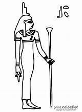 Isis Egyptian Printcolorfun Anubis Goddesses Egipto Stencils sketch template