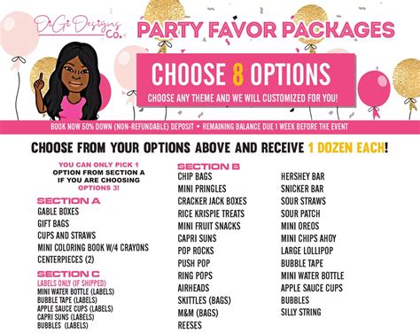 party favor packages candy favors gift bag favors cups etsy