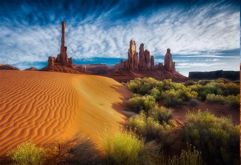 Dune Arizona Shrubs Rock Clouds Erosion Nature