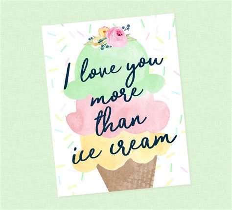 I Love You More Than Ice Cream Sign Instant Download Ice Cream Party