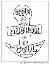 Coloring Pages Bible Jesus Kids Crafts Anchor Soul Hebrews School 19 Sunday Activities Inspirational Verse Printable Color Lessons Preschool Board sketch template