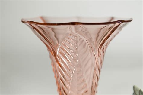 antique pink glass vase large vintage depression glass decor 1930s