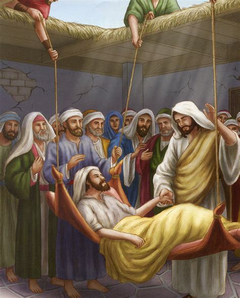 jesus heals paralyzed man  catholic picture print etsy