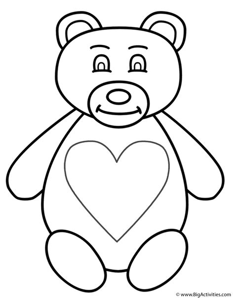 teddy bear  large heart coloring page animals