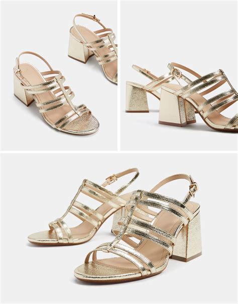 sandalen met hak schoenen dames bershka belgium gold sandals high heel sandals pump