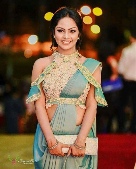 sri lankan  popular actress shalani tharaka dress neck designs hot blouse saree blouse