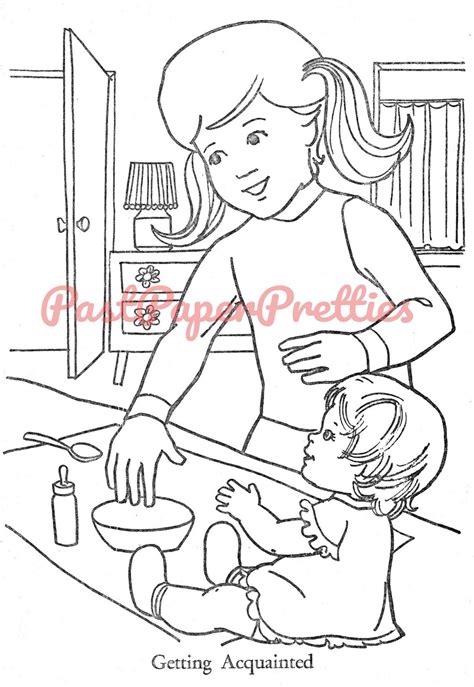 vintage printable coloring book pages baby alive doll   etsy