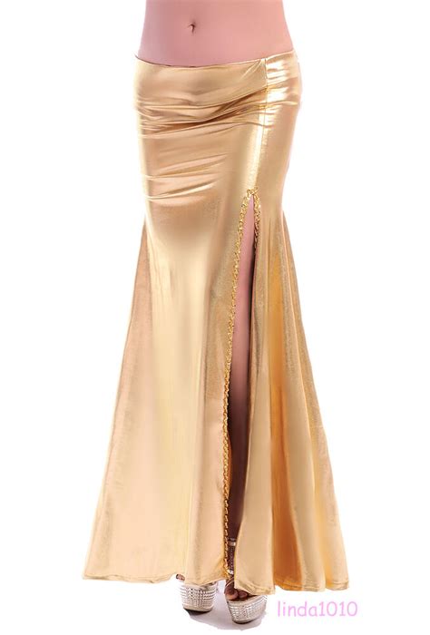 new sexy belly dance costume skirt with slit skirt 2 colors gold silver