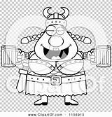 Plump Viking Holding Beer Female Outlined Coloring Clipart Cartoon Vector Thoman Cory sketch template
