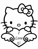 Coloring Kitty Hello Pages Valentine Library Clipart sketch template