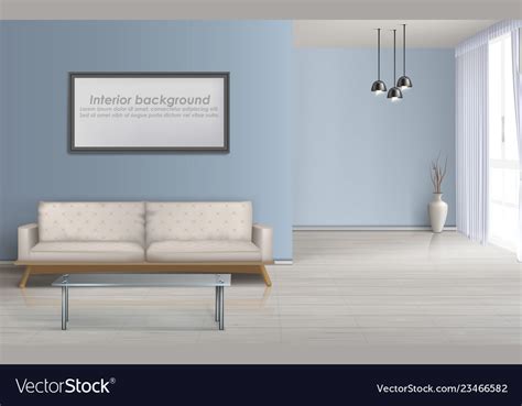 spacious living room realistic background vector image