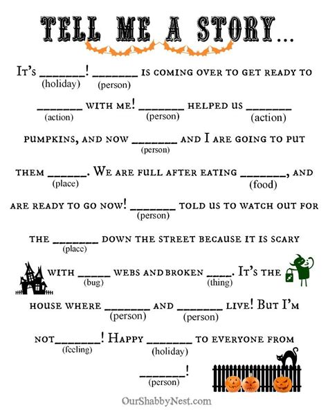 thoughtful place halloween worksheets halloween mad libs