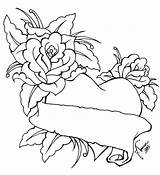 Roses Heart Hearts Drawing Tattoo Drawings Rose Coloring Banners Pages Designs Pencil Cliparts Banner Clipart Lineart Sketches Wings Cool Library sketch template