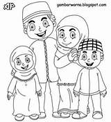 Mewarnai Kartun Anggota Islami Warna Muslim Mewarna Keluargaku Bahagia Islam Buku Doraemon sketch template