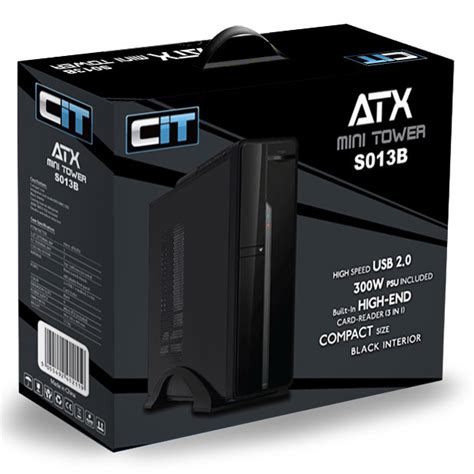 Cit Black Slim Micro Atx Or Itx Case 300w Psu Black Interior Card