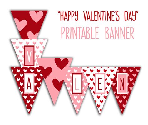 colored printable single page valentines day banner