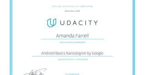 udacity android basics nanodegree graduation certificate