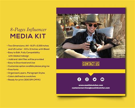 influencer media kit electronic press kit template pr kit etsy