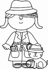 Detective Coloring Pages Girl Cat Little Clip Visit Getcolorings sketch template