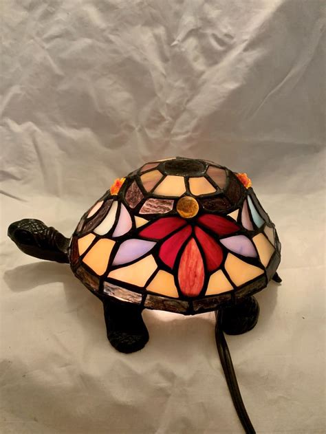 tiffany style stained glass turtle lamp etsy tiffany style lamp glass