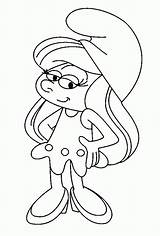 Uncolored Smurfette Smurf Smurfs Coloringhome sketch template