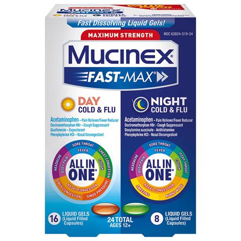 maximum strength mucinex fast max cold flu day  night medicine    multi symptom