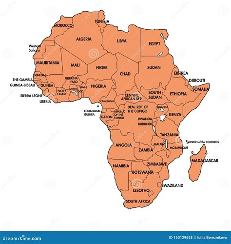 kaart van afrika met alle landen vector illustratie illustration  mali woestijn