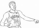 Coloring Giannis Antetokounmpo Pages Nba Basketball James Harden Kawhi Leonard Drawing Printable Spurs Template Dot Supercoloring sketch template