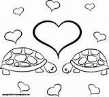 Valentines Coloring Pages Turtles sketch template