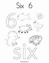 Number Coloring Six Seis Sheet Pages Book Twisty Noodle Print Write Twistynoodle Ll Trace sketch template
