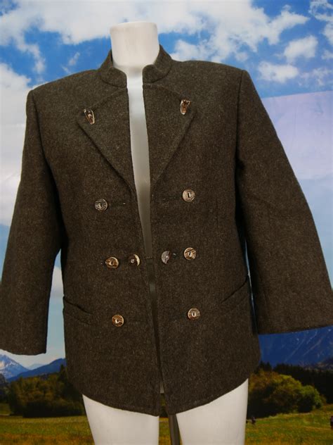 bavaria loden janker brown  sleeve stag horn buttons trachten jacket jacket size  ebay