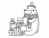 Christmas Bear Gifts Coloring Coloringcrew sketch template