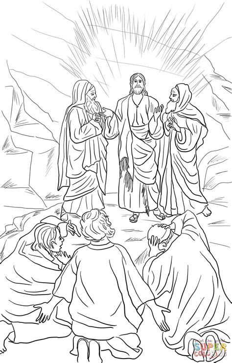 jesus transfiguration coloring  super coloring