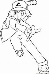 Ash Coloring Anime Coloringpages101 Ketchum sketch template