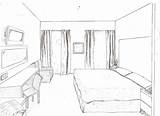 Bedroom Drawing Perspective Simple Paintingvalley sketch template