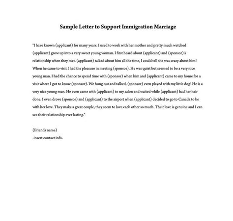 reference letter  support immigration marriage  samples