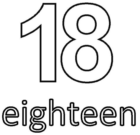 number eighteen  coloring sheets  kids coloring pages coloring