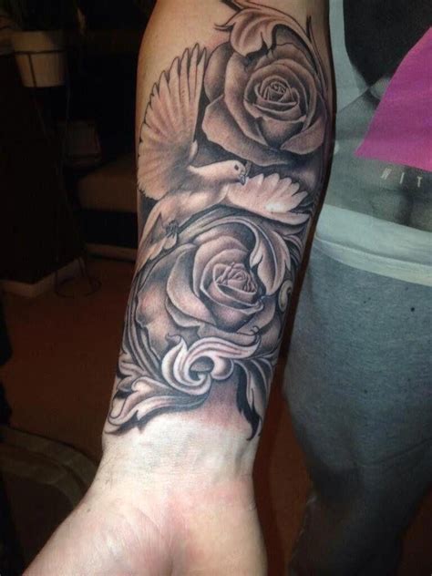 Rose Upper Arm Half Sleeve Tattoos For Men Lower Arm