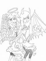 Angel Devil Lineart Deviantart sketch template