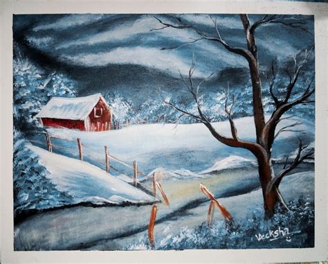 winter scene painting   deeksha paintings fine art  sell