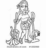 Clipart Housekeeper Illustration Royalty Lafftoon Cart Rf Illustrationsof sketch template