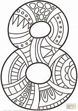 Coloring Number Pages Zentangle Printable Eight sketch template