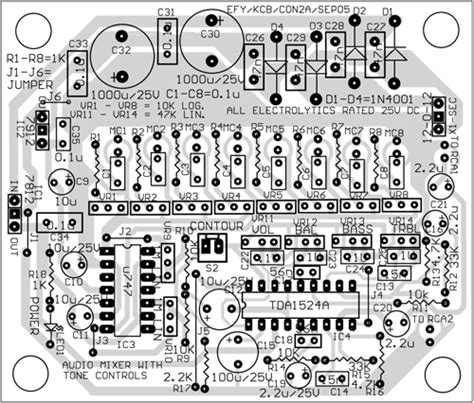audio mixer  multiple controls full circuit diagram