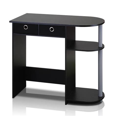 furinno   rectangular black  drawer computer desk  built