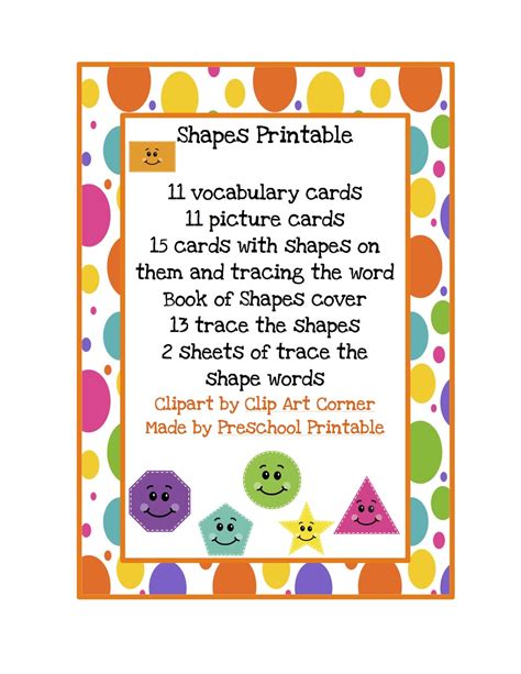 shapes printable preschool printables