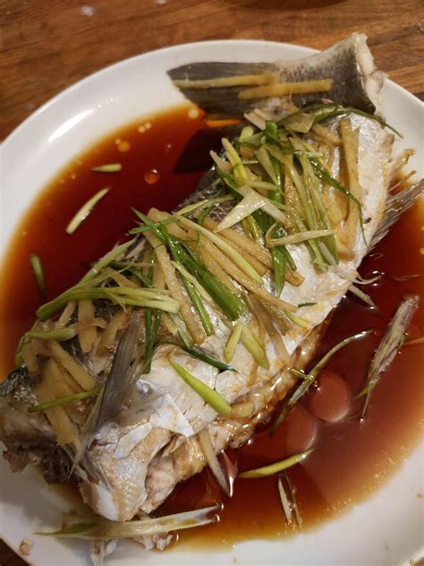 1st Attempt At Steamed Sea Bass Cantonese Style Went Not Too Bad R