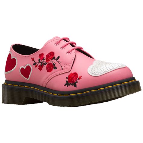 ladies dr martens  hearts geranium pink white softy  leather  eyelet shoes ebay
