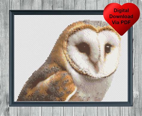 barn owl cross stitch pattern instant    stitch etsy